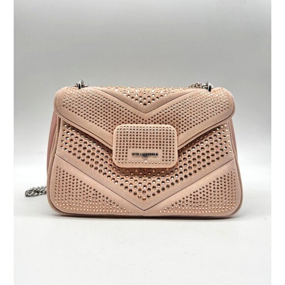 Karl Lagerfeld Handbags - KARL LAGERFELD Fleur convertible embellished crossbody shoulder bag - Rose/Pink